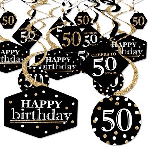 Big Dot of Happiness Adult 50th Birthday - Gold - Birthday Party Hanging Decor - Party Decoration Swirls - Set of 40 - 1 of 4