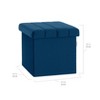 Seville Classics Blue Velvet  Cushioned Accent Storage Ottoman - 3 of 4