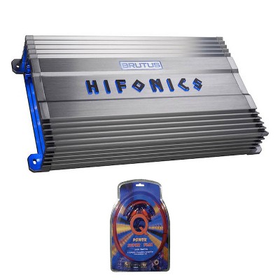 Hifonics BG-2200.1D Brutus Gamma Monoblock 2200 Watt Car Audio Sound System Subwoofer Speaker Amplifier & QPower Super Flex 4 Gauge Amp Wiring Kit