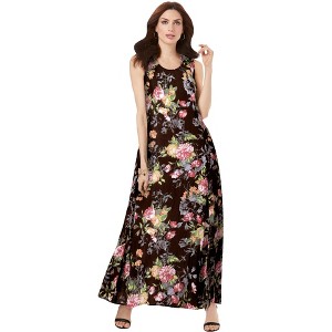 Roaman's Petite Hand-Crinkled Sleeveless Dress - 1 of 4