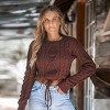 Women's Cable Knit Drawstring Hem Cropped Sweater - Cupshe - 4 of 4