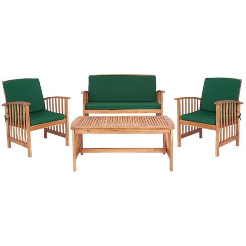 Sunnydaze Outdoor Meranti Wood With Teak Oil Finish Patio Table And Chairs  Conversation Set - Brown - 3pc : Target