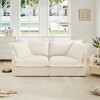 2-Seater Chenille Slipcovered Deep Seat Sofa Couch with Detachable Cover and High Back Pillows - 2 of 4