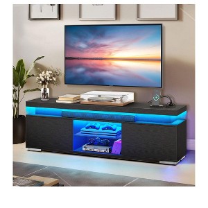 Modern TV Stand With Charging Station & LED Lights For 55/60/65 Inch TV Entertainment Center Media Console Living Room - 1 of 4