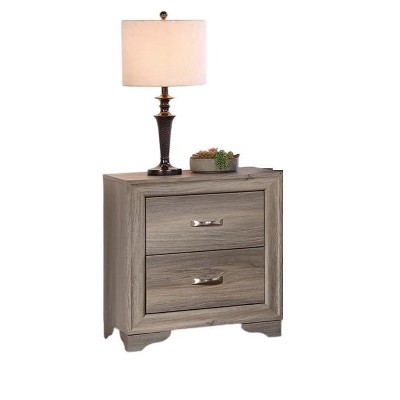 Vynxaria Modern 2-Drawer Nightstand - Wooden, Natural Finish, Unique Legs, Contemporary Style, 1pc Bedroom Bedside Furniture