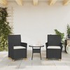 vidaXL Patio Chairs with Cushions 2 pcs Black Poly Rattan&Solid Wood - 3 of 4