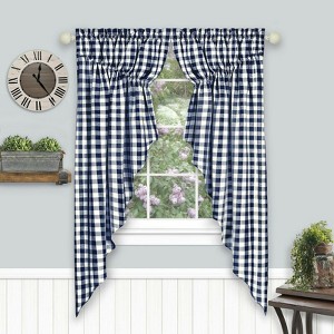 Kate Aurora Farmhouse Plaid Gingham Check Swag Valance Curtain Panel Pair - 1 of 1