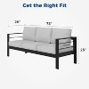 Heynemo Patio Furniture Aluminum Sofa, All-Weather Outdoor 3 Seats Couch - 3 of 4