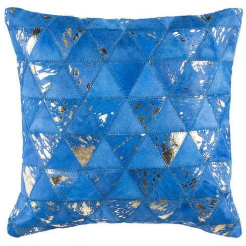 Clairton Metallic Cowhide Pillow - Blue/Silver - 20"X20" - Safavieh - image 1 of 3