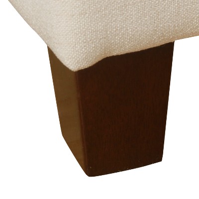 Cream Button Tufted Storage Bench with Wood Legs