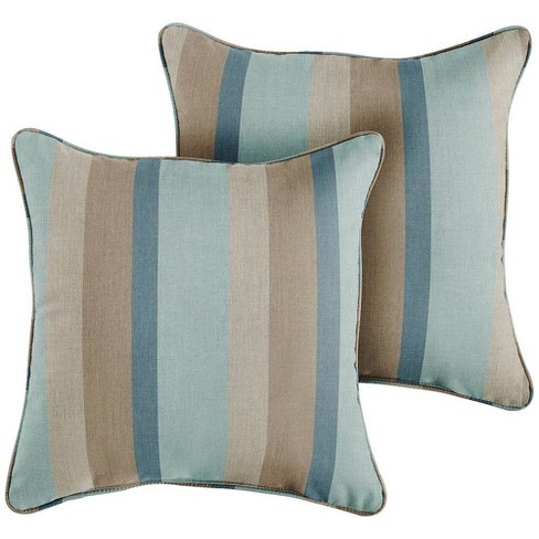 Tan and outlet blue throw pillows