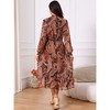 INSPIRE CHIC Women's V Neck Boho Floral Long Sleeve High Waist Smocked Cuff A-Line Flowy Midi Dress - 4 of 4