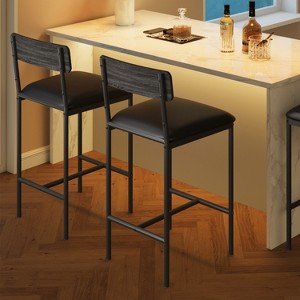 Garvee Bar Stools Set, Upholstered Bar Stool with Backrest and Footrest, Kitchen Barstools for Island,Counter Bar, Easy Assembly - 1 of 4