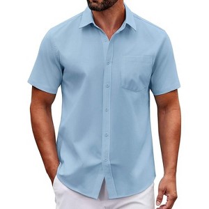 white christmas dresses Mens Classic Fit Purple Striped Spread Collar Wrinkle Free Cotton Dress Shirt, 22 / 36/37 main image 1