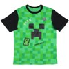 Seven Times Six Minecraft Boys' Creeper Pixel Squares Face Graphic Ringer T-Shirt Green - 2 of 4