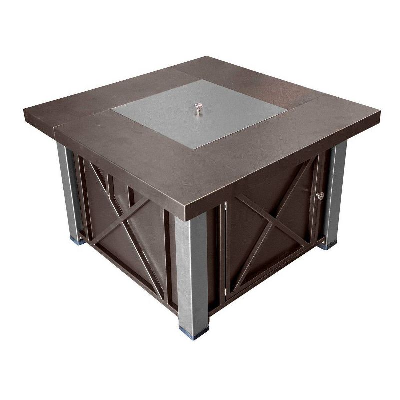 Square Powder Coated Steel Propane Fire Pit - Brown - AZ Patio Heaters, 5 of 10