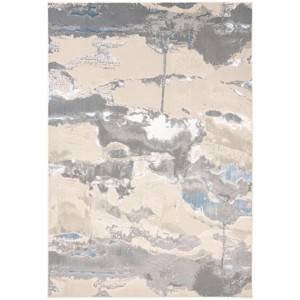 Azure Modern Watercolor Ivory/Gray/Blue Area Rug - 1 of 4