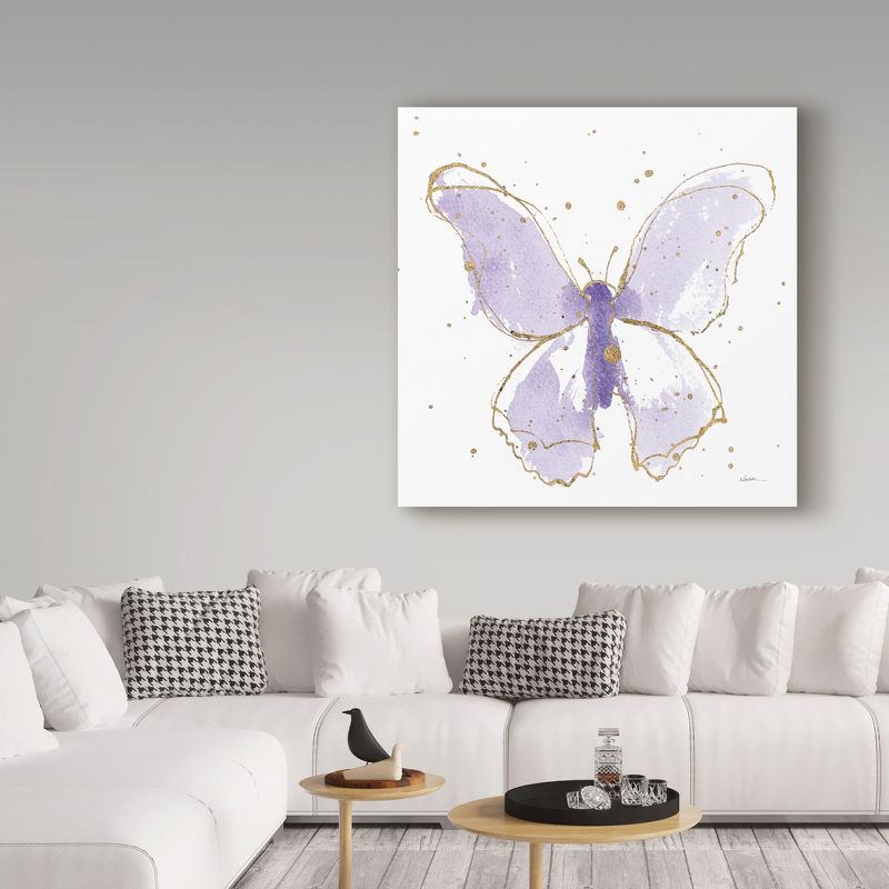 Trademark Fine Art -Shirley Novak 'Gilded Butterflies Ii Lavender' Canvas Art, 3 of 4