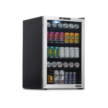 Newair 160 Can Freestanding Beverage Fridge in Stainless Steel with SplitShelf, Compact Drinks Cooler, Bar Refrigerator