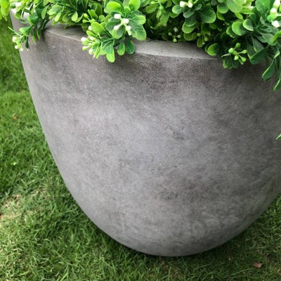16.93" Natural Concrete Round Lightweight Outdoor Planter