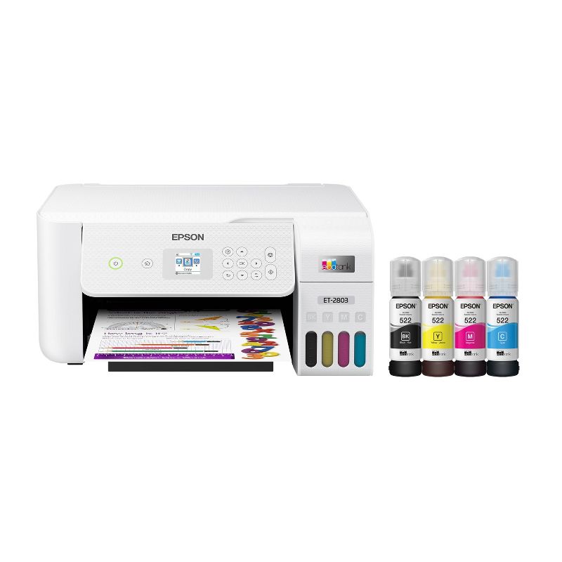 EcoTank ET-2803 Inkjet Printer, Copier, Scanner - White, 1 of 19