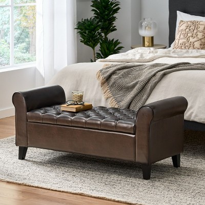 NicBex 50 Inch Storage Ottoman,Rectangle Entryway Bench with Rolled Arms for Bedroom and Living Room