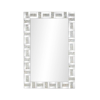 Glam Wood Rectangle Decorative Wall Mirror Silver - Olivia & May