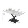 63" Modern Rectangular Dining Table for 6,Sintered Stone Top with Black Metal X-Leg Base-Maison Boucle - 4 of 4