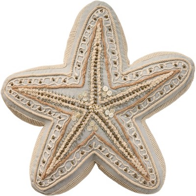 Mina Victory Coastal Accessories Embellished Starfish 15" x 15" Blue Throw Pillow