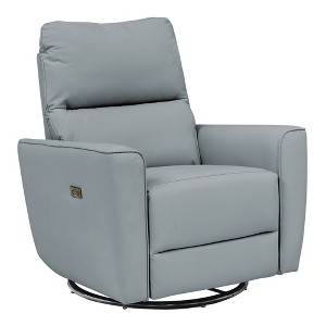Swivel Recliner Chair, PU Leather Upholstered Rocker Recliner with Adjustable Footrest and Curved Armrest, Modern Reclining Sofa for Living Room - 1 of 4