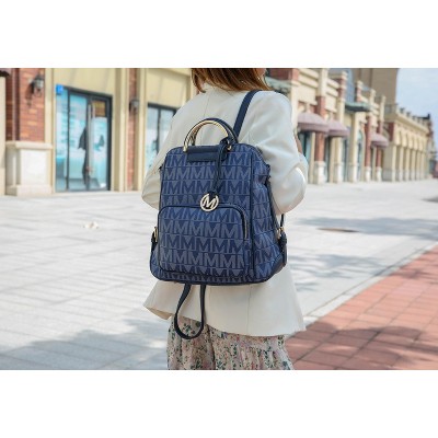 MKF Collection Travel Backpack Trendy Monogram Vegan Leather, Cora Milan | MKF Collection by Mia K - Chocolate — фото 2
