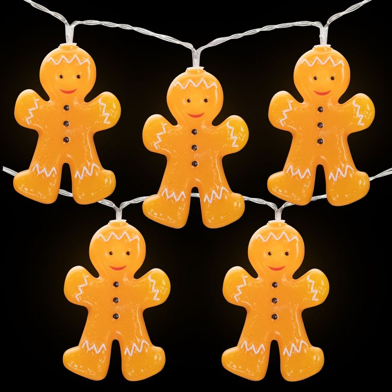 Northlight 10-Count LED Orange Gingerbread Men Christmas Fairy Lights, 4ft, Copper Wire, 3 of 7