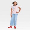 Girls' Peanuts Americana Boxy Short Sleeve Graphic T-Shirt - Pink - 4 of 4