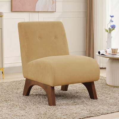 Hyleory Corduroy Upholstered Living Room Chair with Wood Legs, Modern Slipper Side Chair, Reading Chair for Living Room, Bedroom, Office, Small Space