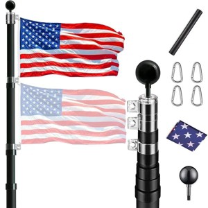 30 ft. Aluminum Telescopic Flag Pole Kit Flagpole 3'x5' US Flag & Ball Top for Commercial Residential Outdoor - 1 of 4
