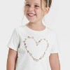 Toddler Girls' Floral Heart Graphic T-Shirt - Cat & Jack™ Cream - 2 of 4