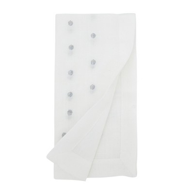 Silver Polka Dot Polyester Square Napkin Set