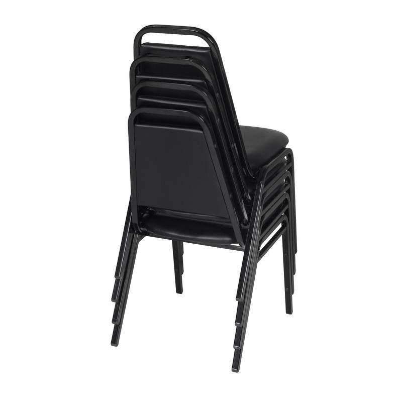 4pk Dining Cushioned Restaurant Stackable Chairs Black - Regency, 5 of 8