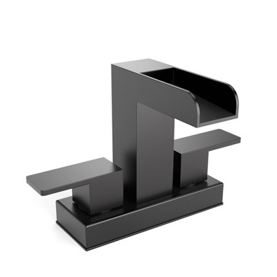 YAWWALK Centerset Double Handle Bathroom Faucet with Waterfall Spout (Valve Included)