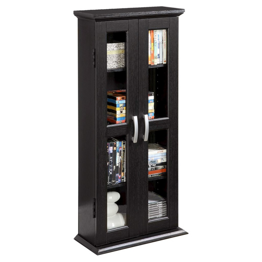 41" Black Wood Media Tower Cabinet