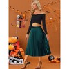 INSPIRE CHIC Women's Party Elastic Waist Metallic Shiny Accordion Pleated Midi Skirt - 2 of 4