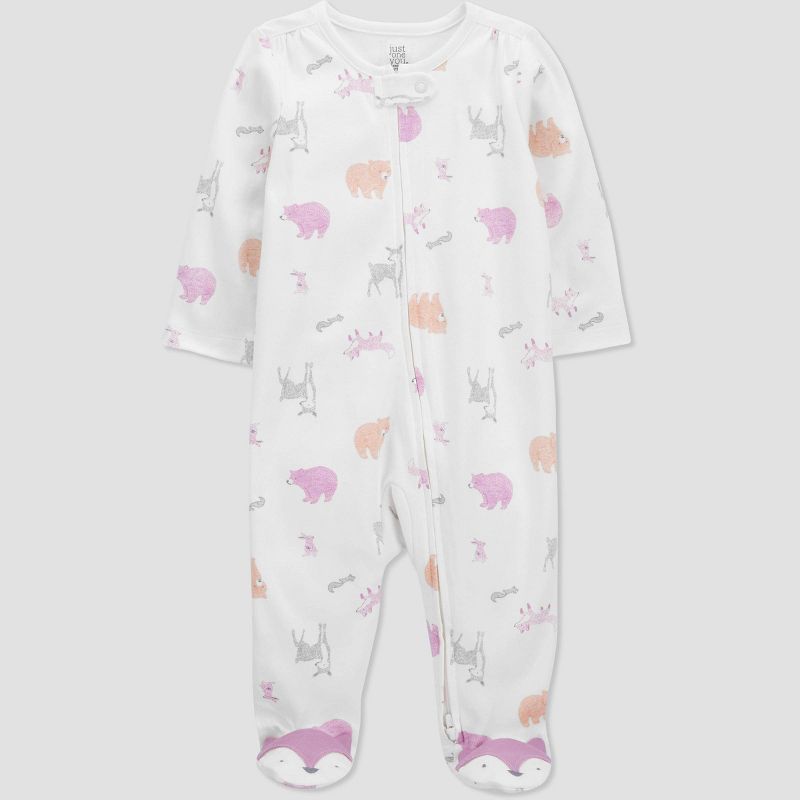 Carter's Just One You® Baby Boys' Safari Interlock Footed Pajama - White, 1 of 5