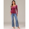 INSPIRE CHIC Women's Velvet Square Neck Long Sleeve Casual Blouses - 4 of 4