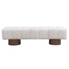 Velvet Upholstered Dining Bench,Mid-Century End of Bed Entryway Bench with Wooden Legs For Dining Room or Bedroom Ottoman-Coolbibila - 3 of 4