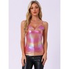Allegra K Women's Metallic Shiny Party Deep V Neck Spaghetti Straps Cami Tops - 3 of 4
