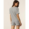 cheibear Women's Casual Pullover Short Sleeve Sleepshirt with Shorts Waffle Pajama Sets - 4 of 4