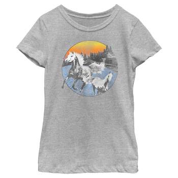 Girl's Lost Gods Distressed Circle Horse Landscape T-Shirt