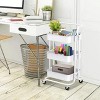 TOBILI 3-Tier Metal Rolling Cart Utility & Storage Cart with Lockable Wheels Kitchen Bathroom Office(White) - 3 of 4