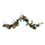 Northlight 5' x 5" Unlit Artificial Berry, Holly Leaves and Pine Needles Christmas Garland