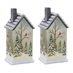 Melrose Lighted House with Pine Trees (Set of 2) - 1 of 3